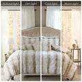 4Pc Faux Fur Comforter Set Queen Sand Polyester