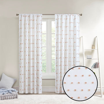 Pom Pom Embellished Curtain Panel Only 1 Pc Panel White Polyester