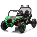 24V Two Seater Kids Ride On Utv W Parents Control,400W Super Power,Four Wheel Suspension,Led Light With Rear Searchlight,Bluetooth,Mp3,Music,Rear Storage Space,Speeds 3.73 4.97Mph For Kids Aged 3 . Green 50 99 Lbs Polypropylene