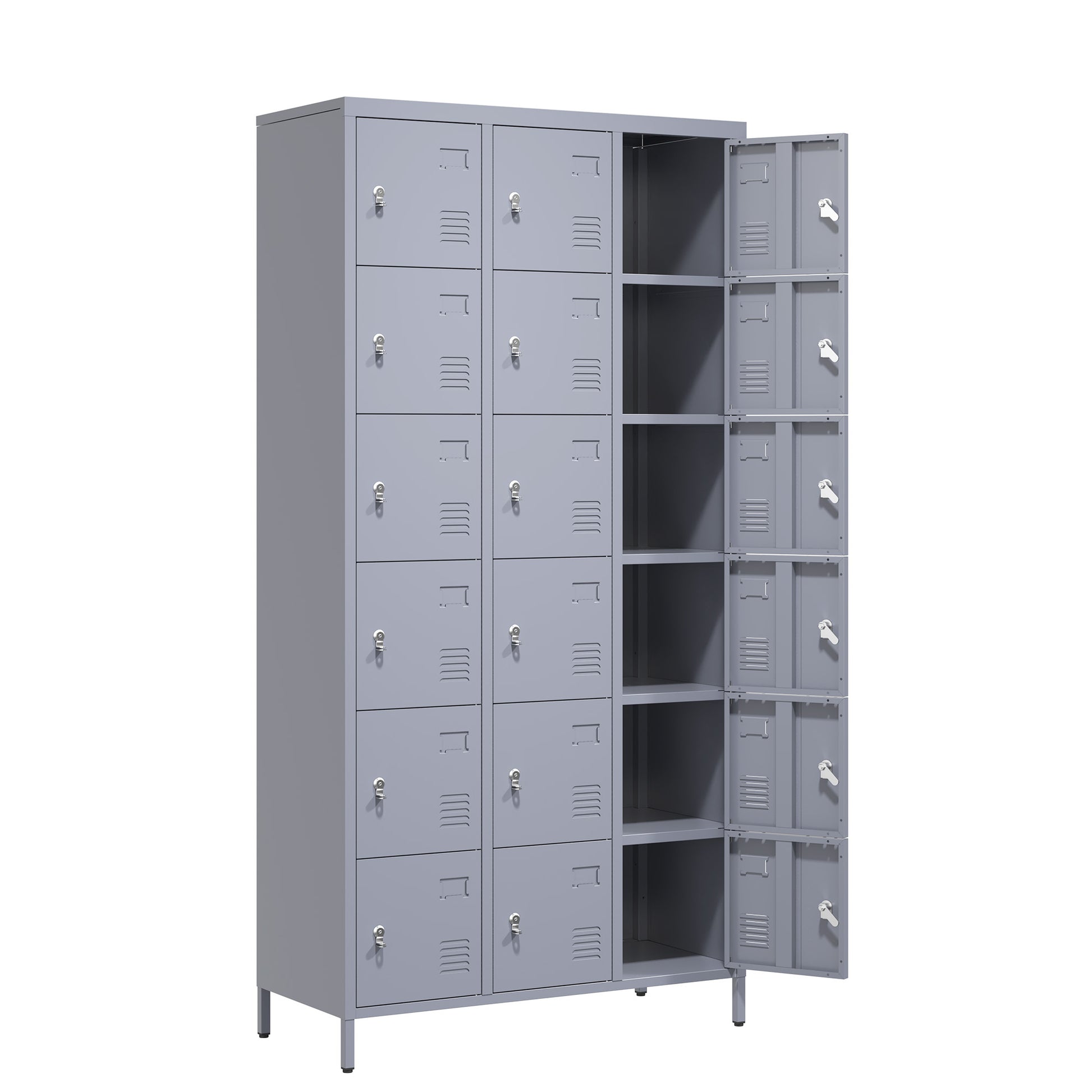 18 Door 72"H Metal Lockers With Lock For Employees,Storage Locker Cabinet For Home Gym Office School Garage,Easy Assembly,Gray 5 Or More Spaces Gray Primary Living Space Door Locks Modern Metal