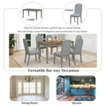 7 Piece Farmhouse Dining Set Classic Rustic Table And 6 High Back Design Chairs For Dining Room, Kitchen Brown Gray Brown Gray Solid Wood Mdf