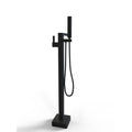 Black Freestanding Bathtub Faucet Black Side Sprayer Floor Mounted Bathroom 2 Hole Faucets Stainless Steel Manual