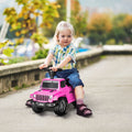 Aosom Kids Ride On Push Car, With Engine Sounds & Under Seat Storage, Foot To Floor Ride On Sliding Car With Horn, Sit And Scoot Ride On Toy, Ages 1.5 3 Years, Pink Pink Metal