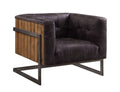 Antique Ebony And Rustic Oak Tufted Accent Chair Brown Oak Primary Living Space Traditional Genuine Leather