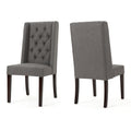 Dining Chair Dark Grey Wood Fabric