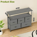 Tv Stand Dresser For Bedroom Entertainment Center With 5 Fabric Drawers, Storage Organizers Units For Living Room, Media Console Table With Open Shelf Up For 45