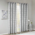 Total Blackout Metallic Print Grommet Top Curtain Panel Pair 2 Pcs Window Panels Grey Silver Microfiber