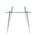 Table And Chair Set.Modern Rectangular Glass Dining Table With A Tempered Glass Tabletop And Silver Metal Legs, Paired With Multiple Chairs Designed With Pu Cushions And Silver Metal Legs. Gray Silver Seats 8 Tempered Glass