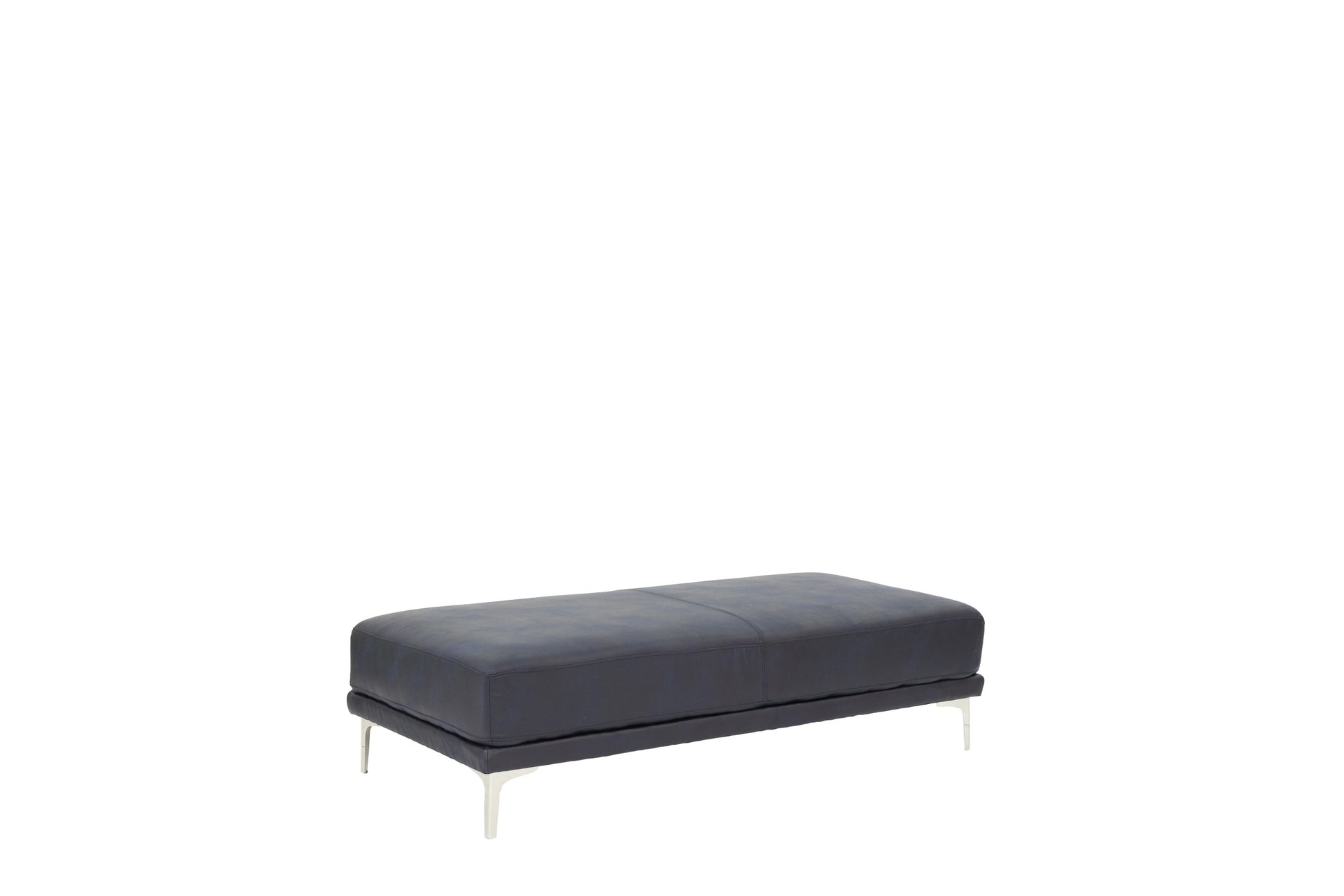 Modern Ink Blue Large Ottoman Metal Legs 1Pc Cocktail Ottoman Living Room Blue Faux Leather Primary Living Space Blue Contemporary,Modern Rectangle Bonded Leather