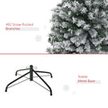 Homcom 6' Tall Unlit Snow Flocked Slim Artificial Christmas Tree With Realistic Branches And 492 Tips Green Plastic