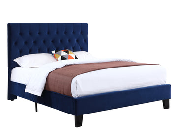 Luma Blue Full Upholstered Bed Full Blue Foam Solid Wood