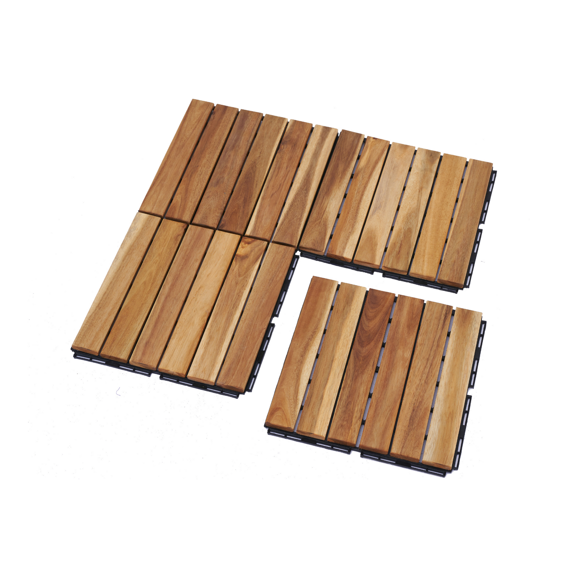 10 Pcs Interlocking Deck Tiles Striped Pattern, 12" X 12" Square Yellow Acacia Hardwood Outdoor Flooring For Patio, Bancony, Pool Side,.. Yellow Garden & Outdoor American Design,American Traditional Acacia Wood