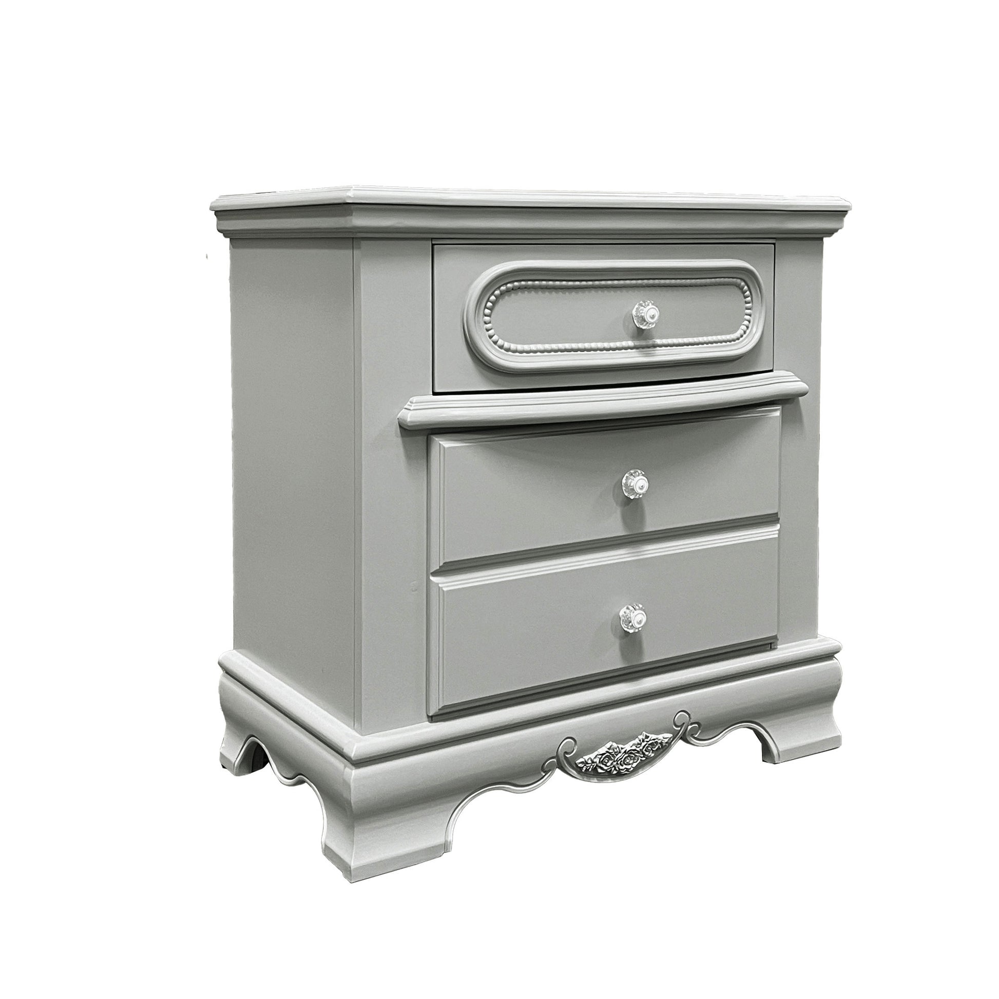 Flora Nightstand, Gray Finish Bd02205 Gray Wood