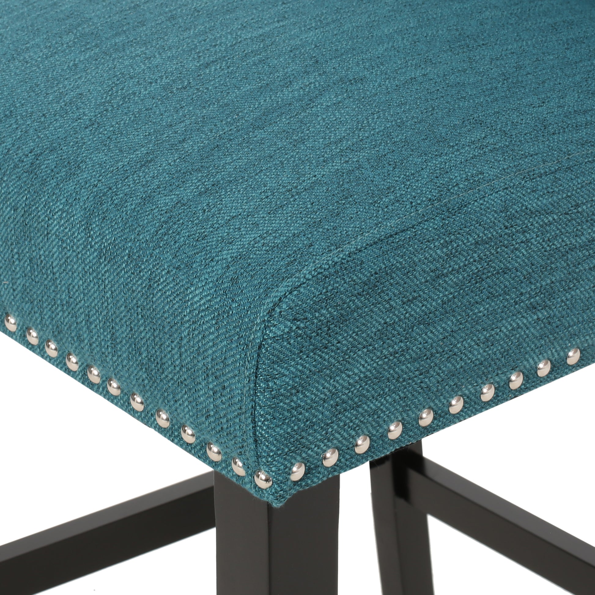 Vienna Contemporary Fabric Tufted Wingback 31 Inch Counter Stools, Set Of 2, Teal And Dark Brown Teal Fabric