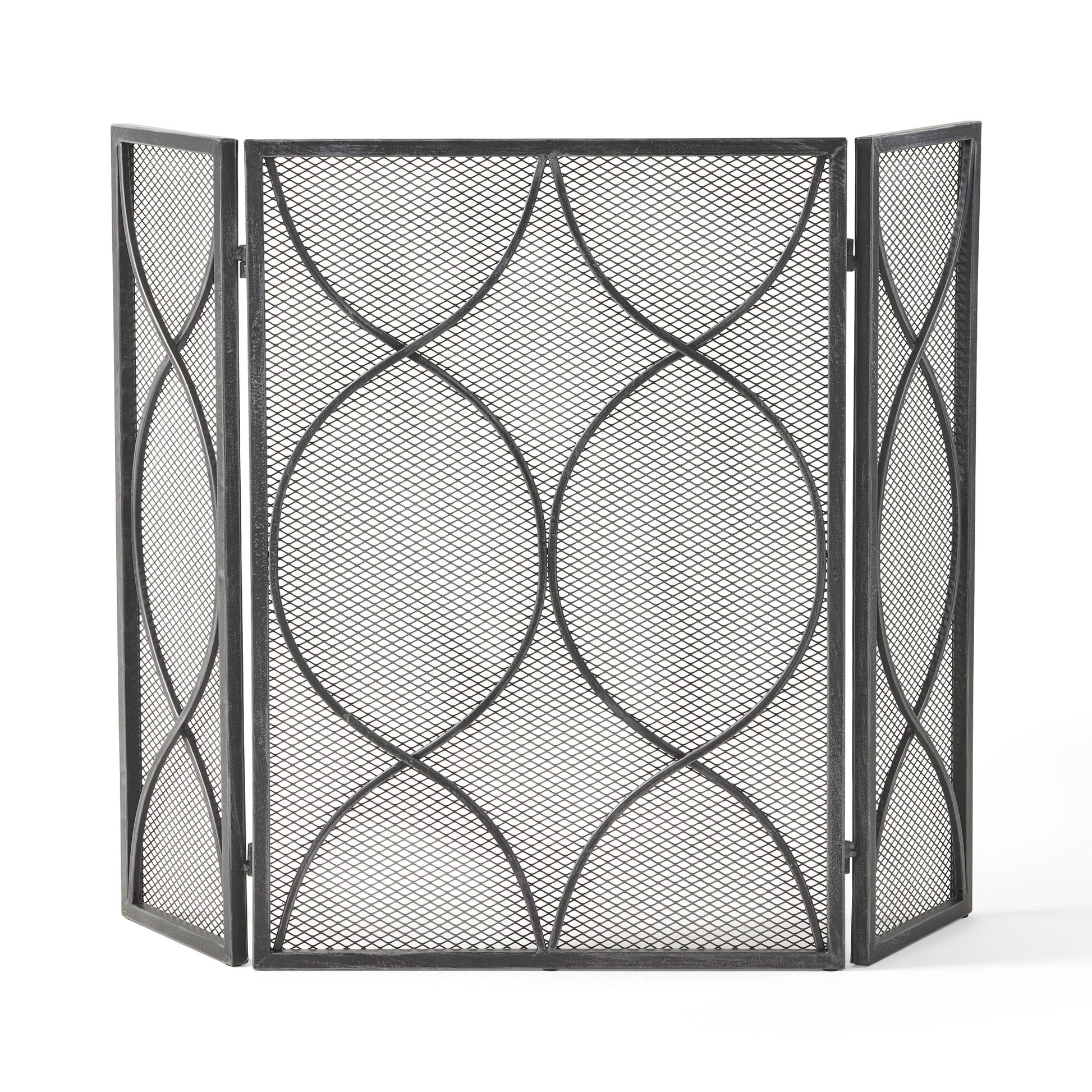 Fire Screen Black Silver Iron