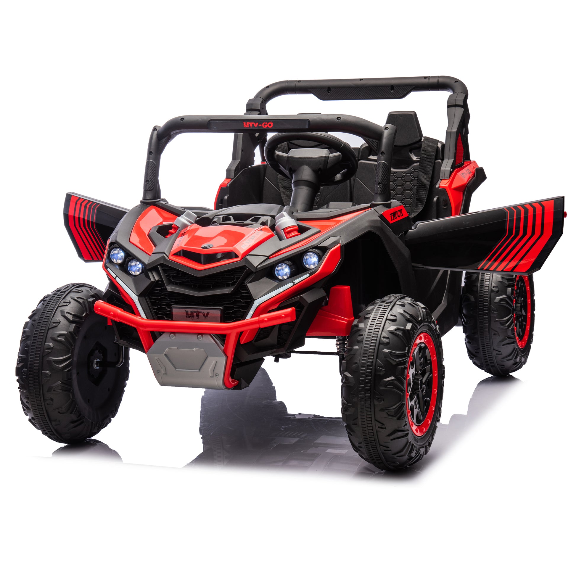 24V Two Seater Kids Ride On Utv W Parents Remote Control,Four Wheel Suspension,Slow Start,Large Wheel Design,Anti Collision Bar,Storage Space,Music,Usb,Bluetooth,Volume Control,Led Lights For Kids 3