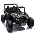 24V Two Seater Kids Ride On Utv W Parents Remote Control,Four Wheel Suspension,Slow Start,Large Wheel Design,Anti Collision Bar,Storage Space,Music,Usb,Bluetooth,Volume Control,Led Lights For Kids 3 . Black 100 149 Lbs Polypropylene