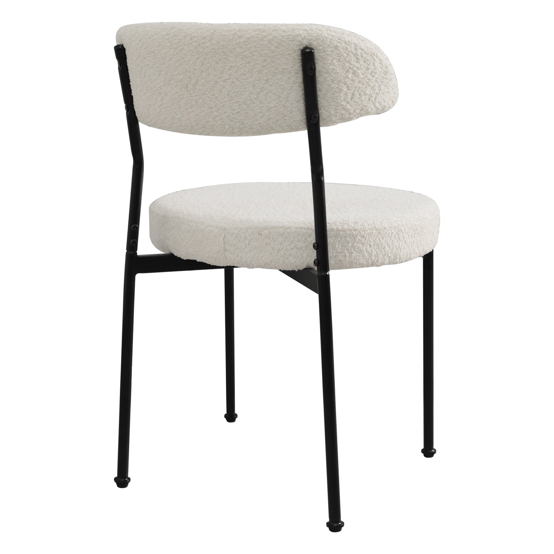 Boucle Upholstered Dining Chairs With Curved Backrest & Metal Legs Set Of 4, Beige Metal Beige Black Dining Room Foam Classic,Modern Set Of 4 Or More Fabric Metal