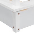 Queen Size Wood Led Canopy Bed ,Canopy Platform Bed With Support Slats, No Box Spring Needed, White Queen White Plywood