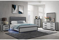 Adelaide Grey Black Queen Bed W Led Black Solid Wood Mdf