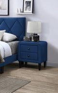 Navy Blue Color Velvet Gorgeous 1Pc Nightstand Bedside Table 2X Drawers Bedroom Furniture Sleek Design Tempered Legs Navy Blue 2 Drawers Bedroom Bedside Cabinet Classic,Contemporary,Glam,Modern Storage Velvet