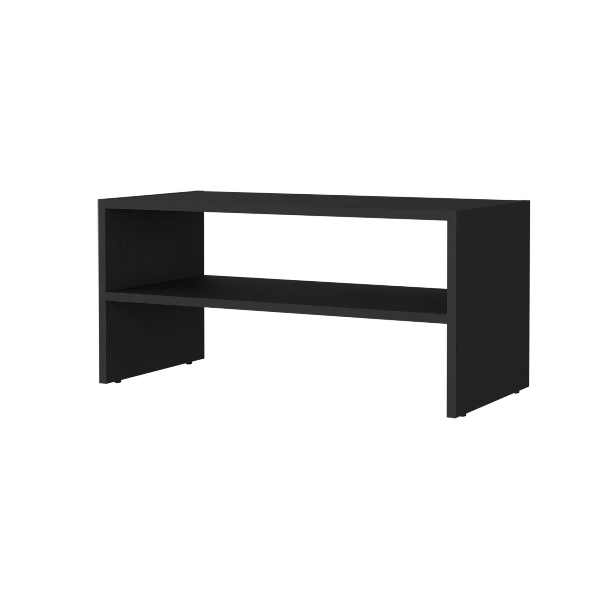 Norris Shoe Rack In Melamine With 2 Shelves,Black Black Bedroom Contemporary,Modern Particle Board Melamine