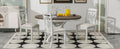 5 Piece Retro Functional Dining Table Set Extendable Round Table And 4 Upholstered Chairs For Dining Room And Living Room Brown Antique White Brown Antique White Solid Wood