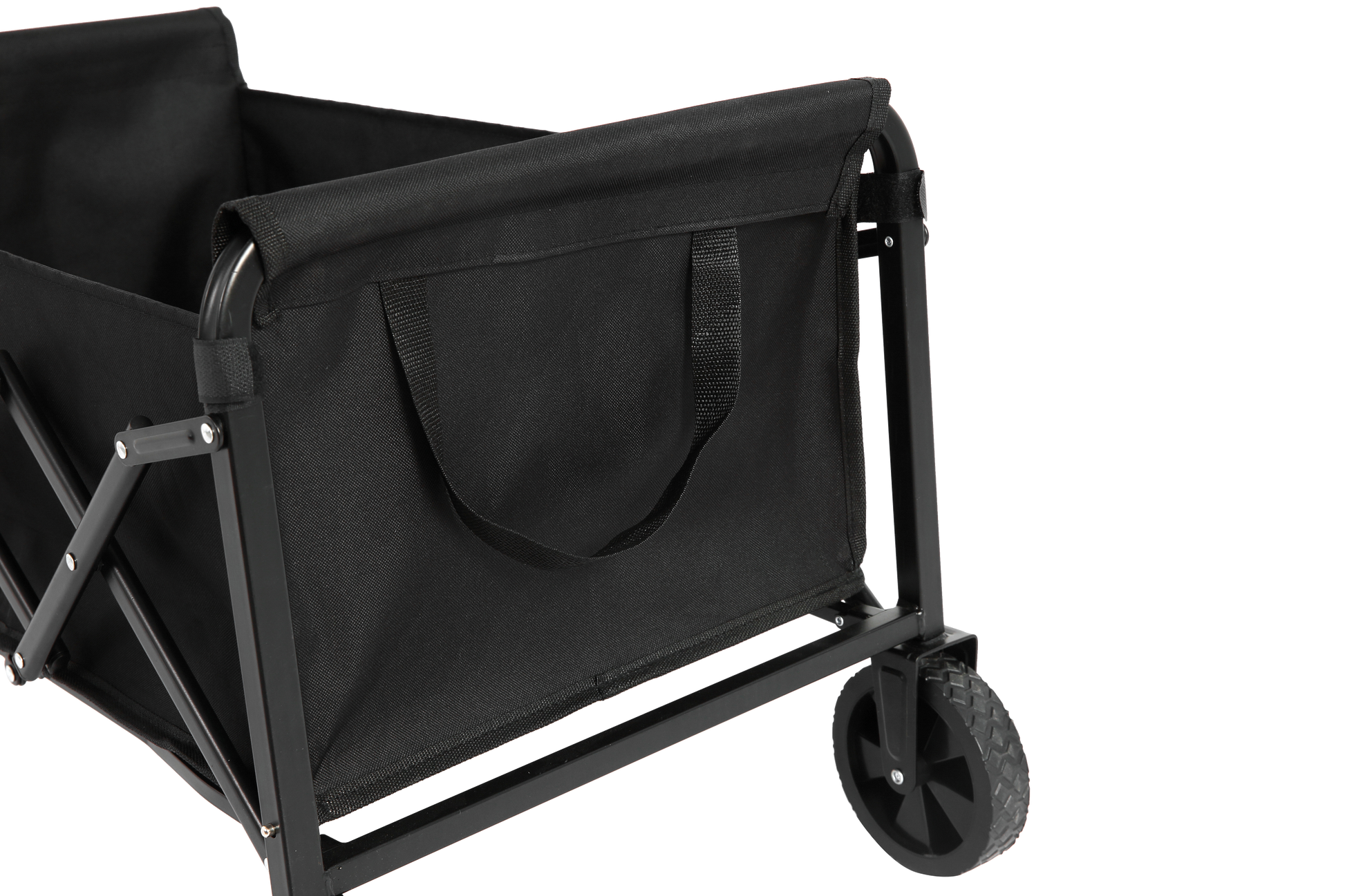 Lightweight Portable Heavy Duty Folding Beach Wagons With Wheels Outdoor Utility Carts For Grocery, Camping, Shopping, Sports, Garden With Large Capacity Black Black Steel
