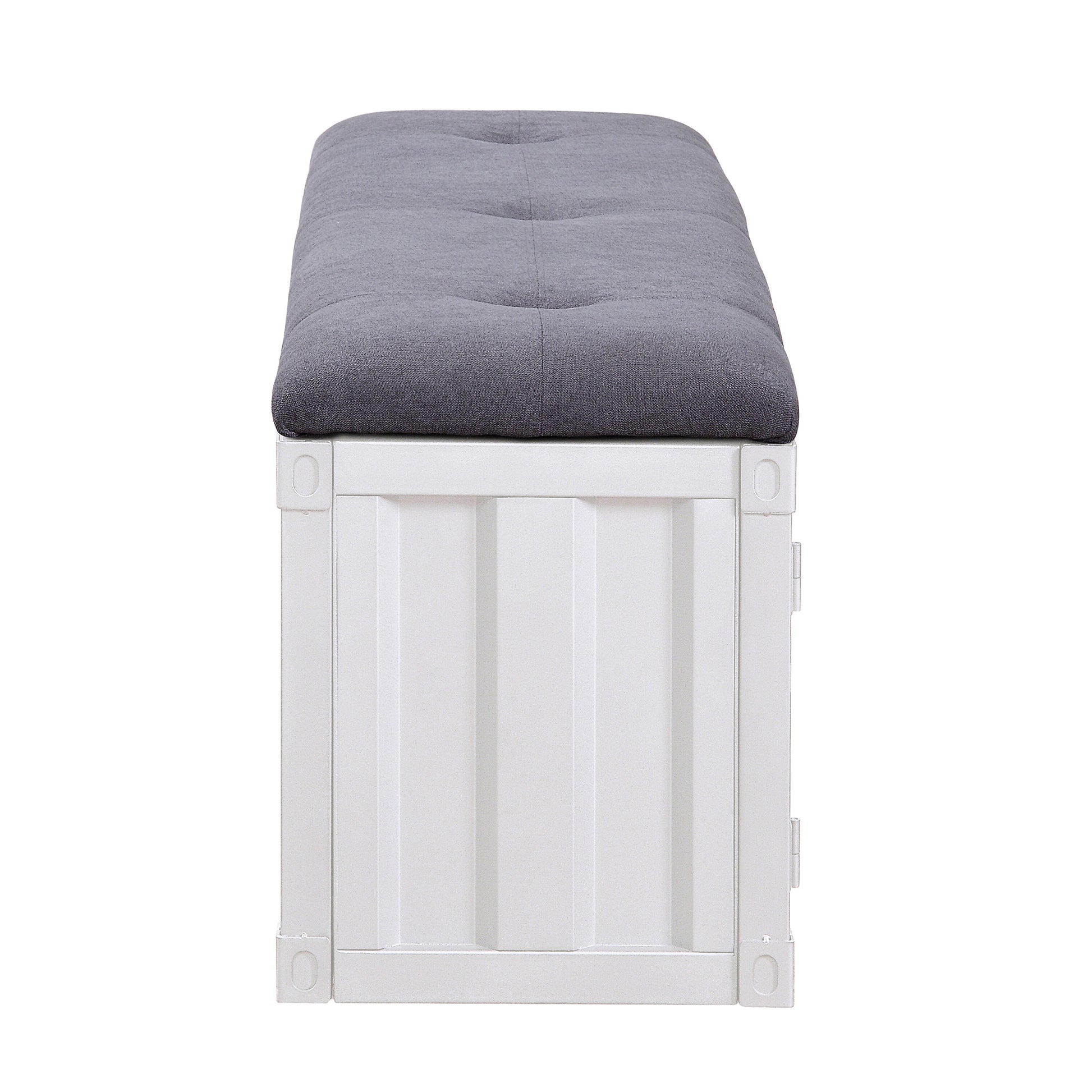 Grey And White Storage Bench Grey White Primary Living Space Industrial,Modern Shelves Fabric Metal