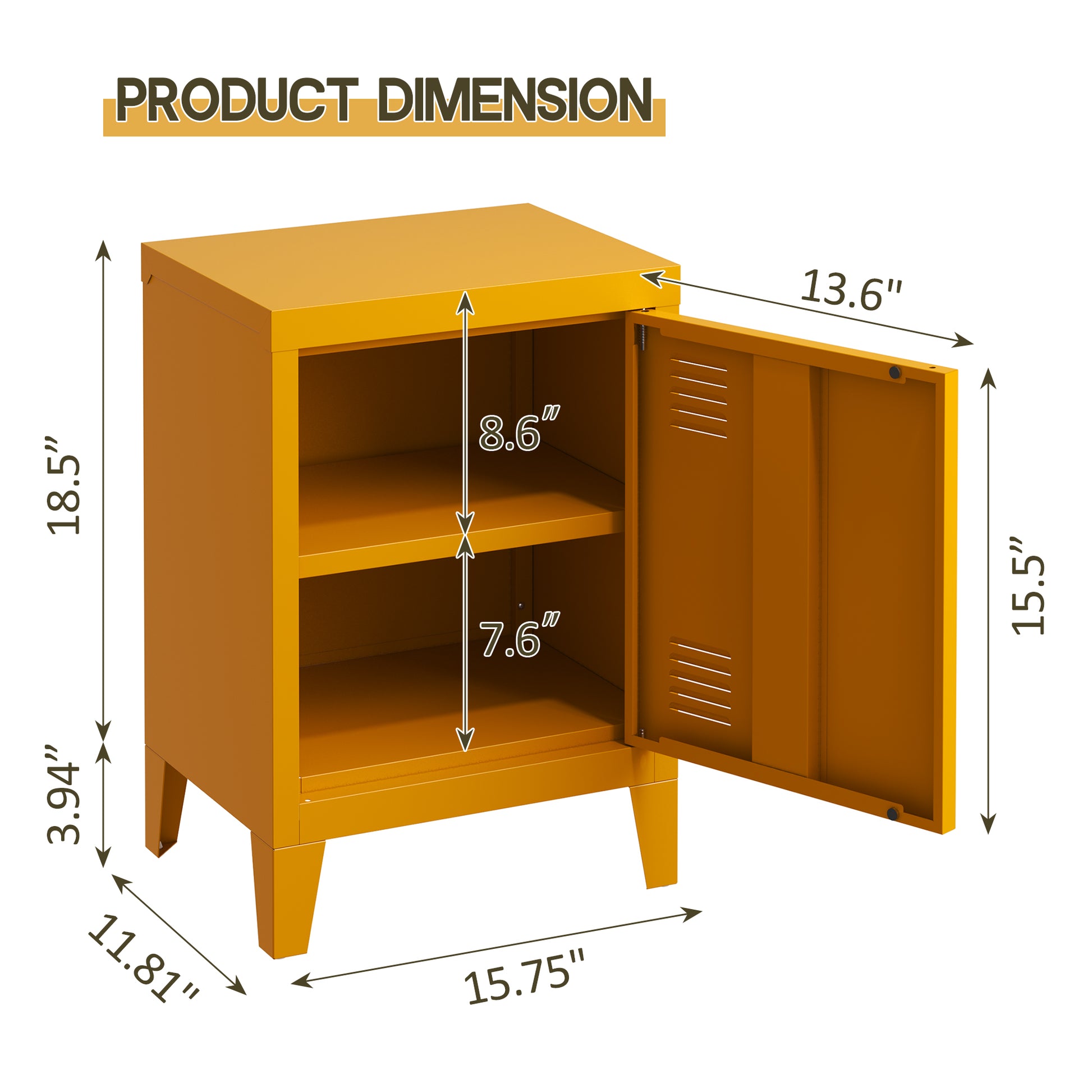 Modern Nightstand Durable Metal Bedside Storage Cabinet With Shelf, Easy Assembly End Side Table For Living Room And Bedroom Yellow Bedroom Rectangle Modern Storage Metal Metal