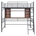 Full Size Loft Bed With Desk And Shelfloft Bed With Ladder,Full,Black Full Black Metal