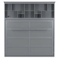 Queen Size Murphy Bed Wall Bed With Top Shelves & Usb,Gray Queen Gray Plywood