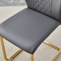 A Modern Minimalist Style Round Transparent Tempered Glass Table With Gold Metal Legs, Paired With 4 Modern Pu Leather High Back Dining Chairs,Bring A Luxurious Experience. Dark Gray Seats 4 Glass Metal