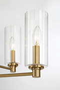 Timeless Six Lights Chandelier With Clear Ribbed Glass Satin Brass Clear,Gold Brass,Glass