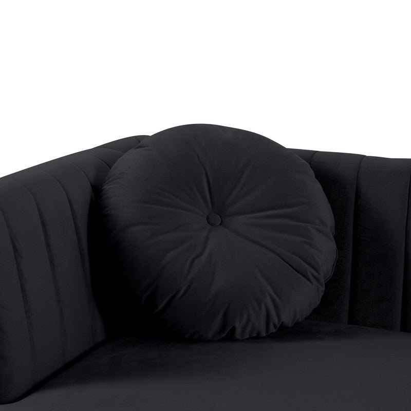 Chloe 85.5" Black Velvet Sectional Sofa Chaise With Usb Charging Port Black Velvet