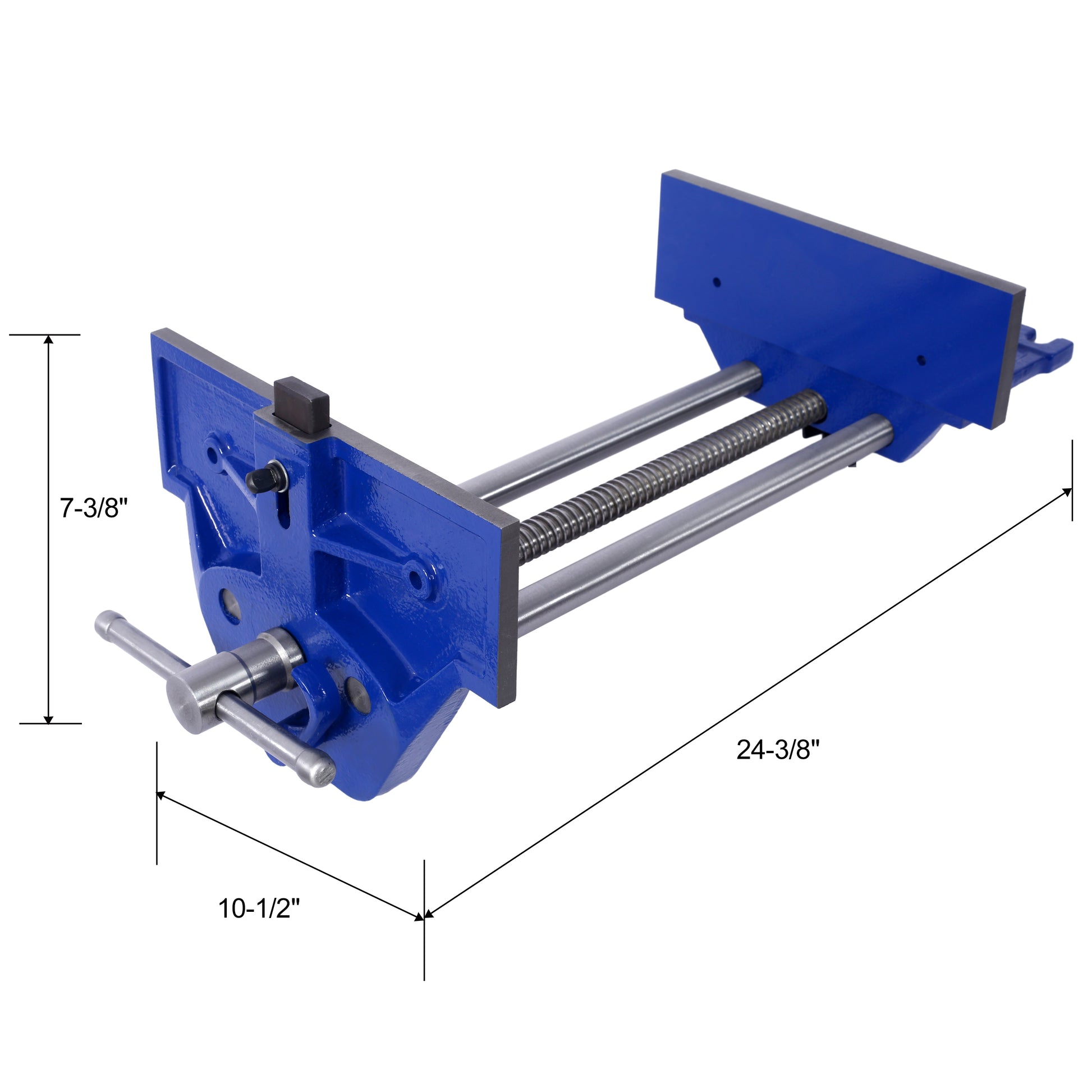 Rapid Action Woodworking Vise Quick Release Lever For Quick Adjustments 10.5 Inch Jaw Width Made With Heavy Duty Cast Iron ,Blue Blue Steel