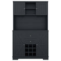 Coffee Bar Cabinet Kitchen Cabinet With Storage, Farmhouse Wine Cabinet With Drawers Shelves And Cabinets, Buffet Cabinet Wine & Glass Racks For Dining Room, Kitchen, Dark Blue Dark Blue Particle Board Mdf