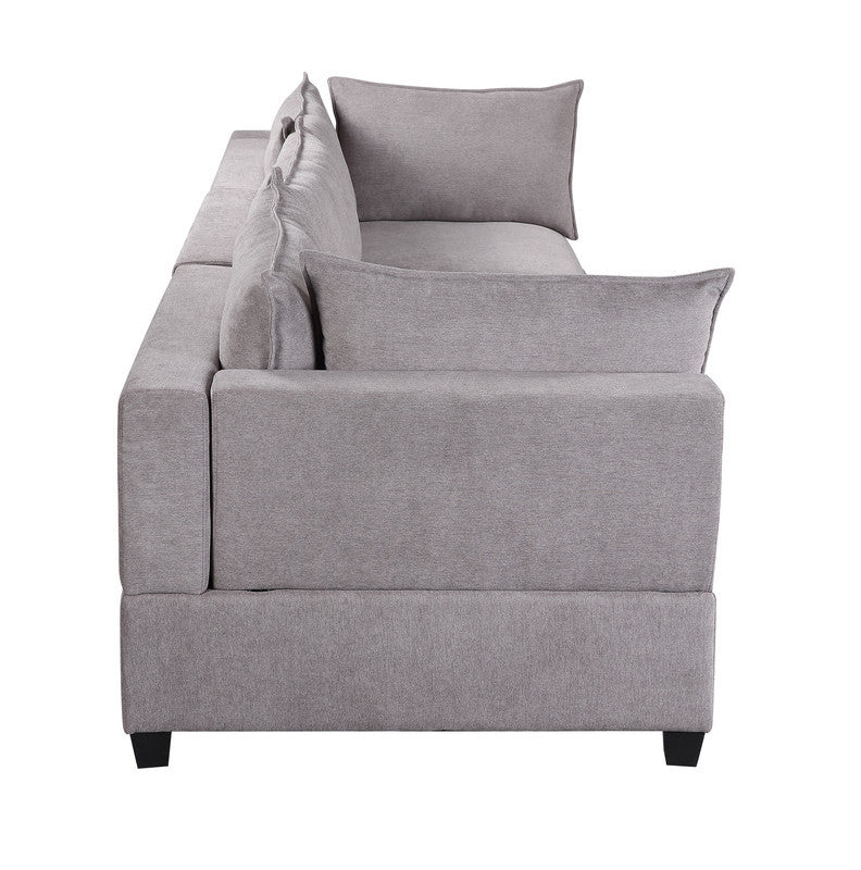 Madison Light Gray Fabric Sofa Loveseat Living Room Set Light Gray Fabric