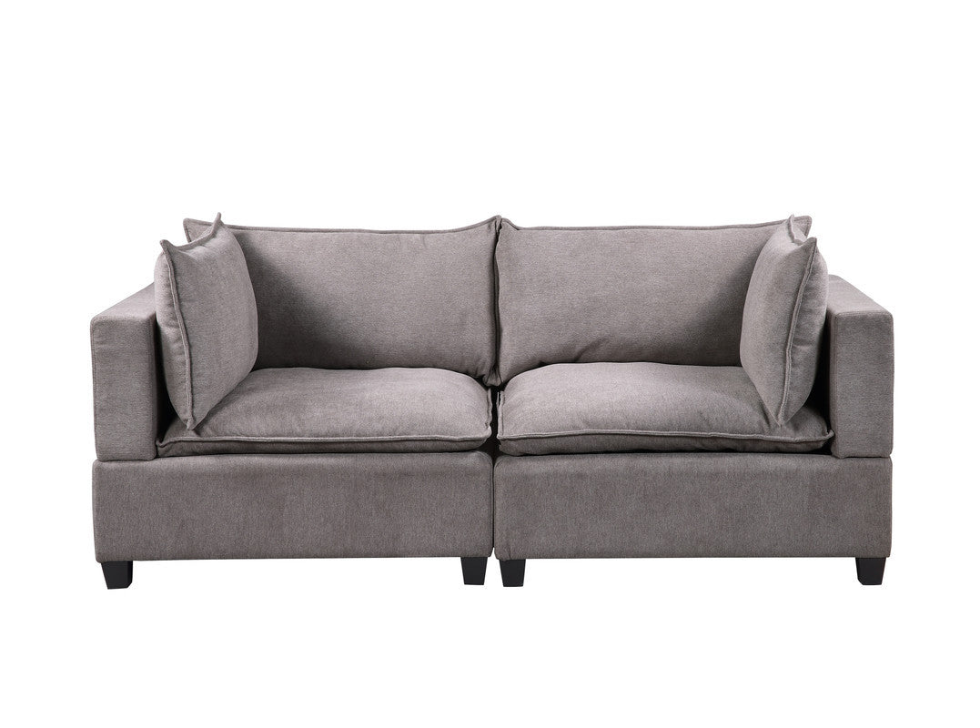 Madison Light Gray Fabric Sofa Loveseat Living Room Set Light Gray Fabric