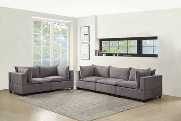 Madison Light Gray Fabric Sofa Loveseat Living Room Set Light Gray Fabric