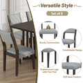 Farmhouse 9 Piece 83.9Inch Extendable Dining Table Set With 2 12 Inch Removable Leaves And 8 Upholstered Dining Chairs, Espresso Wood Dining Room Solid Wood Rubberwood Rectangular Dining Table With Chair Upholstered Chair Wood Espresso Seats 8 Removable