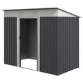 Outsunny 7' X 4' Metal Lean To Garden Shed, Outdoor Storage Shed, Garden Tool House With Double Sliding Doors, 2 Air Vents For Backyard, Patio, Lawn, Gray Grey Steel