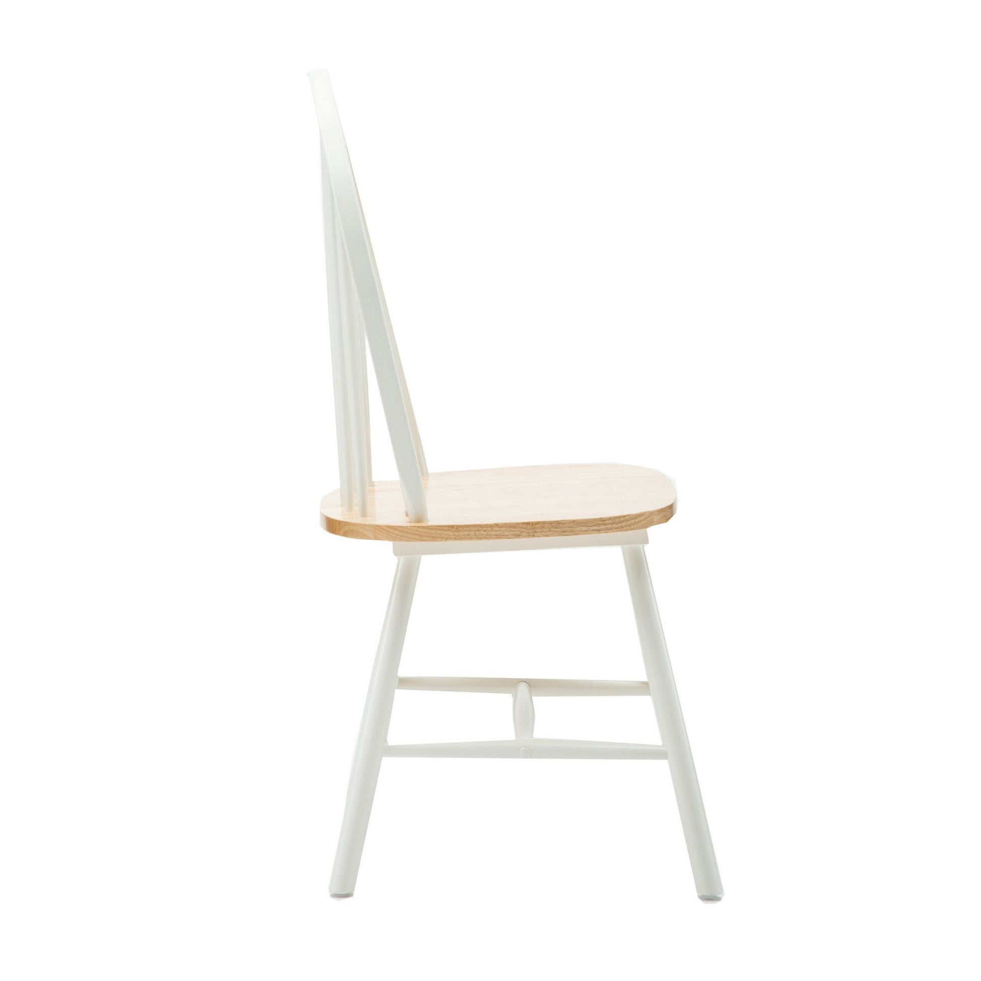 Nova 18 Inch Windsor Dining Chair, Set Of 2, Farmhouse Style, White, Brown Brown White Wood
