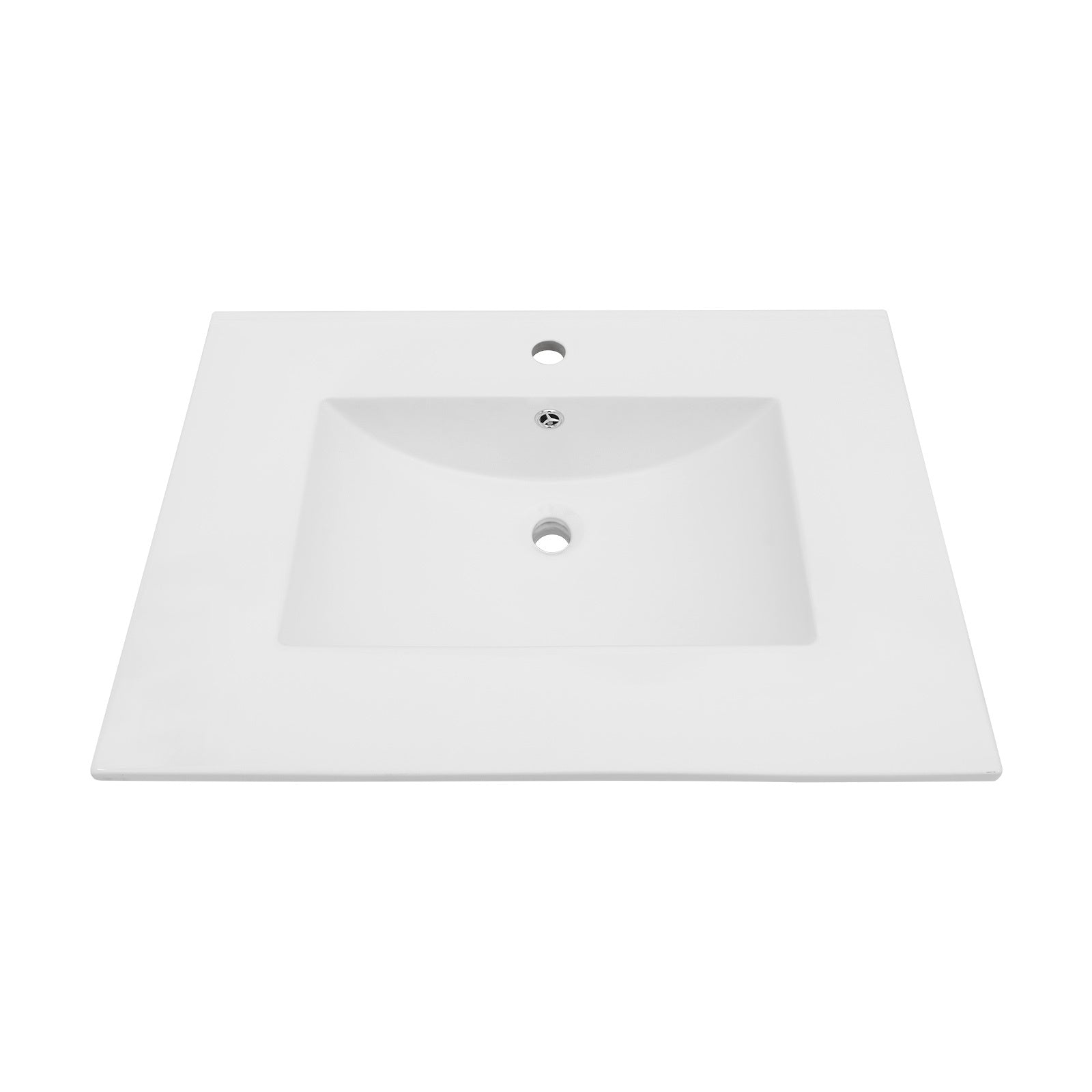 31"X22" White Rectangular Single Vanity Top With 1 Faucet Hole And Overflow Sink Only White Ceramic