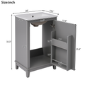 Viedo 20 Inch Modern Small Bathroom Vanity Cabinet With Ceramic Basin 20*15.5*33.3 Inches,Ample Storage,1 Soft Close Door Gray Solid Wood Mdf
