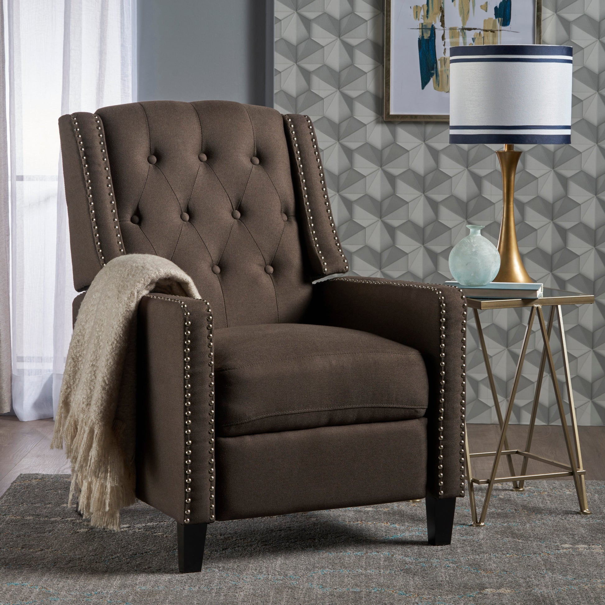 Classic Coffee Fabric Push Back Chair Coffee Fabric