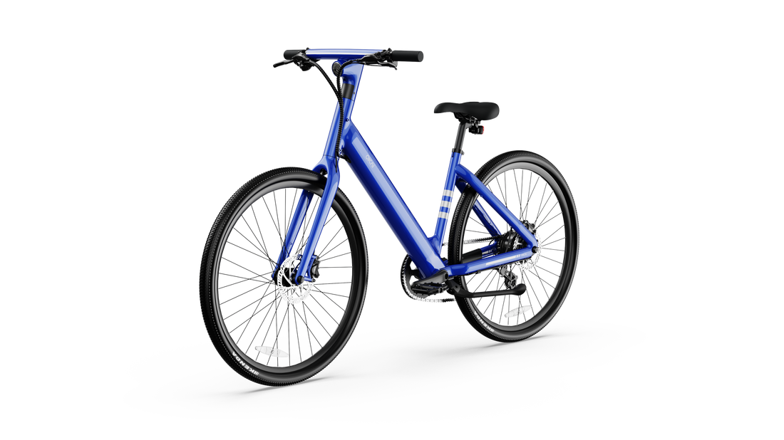 Minimalist Fitness Step Through E Bike W Up To 62 Miles Max Operating Range And 20 Mph Max Speed Bolt Blue Blue Aluminum