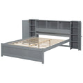 Full Size Platform Bed With Storage Headboard And Lockers, Gray Full Box Spring Not Required Gray Wood Bedroom Solid Wood Mdf