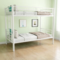 Bunk Bed Twin Over Twin Size With Ladder And High Guardrail, Able To Split, Metal Bunk Bed, Storage Space, Noise Free,White Box Spring Not Required Twin White Metal Metal