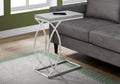 Accent Table, C Shaped, End, Side, Snack, Living Room, Bedroom, Grey Laminate, Chrome Metal, Contemporary, Modern Grey Mdf